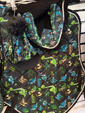 Raptor Dino print saddlepad, ears, hatsilk set